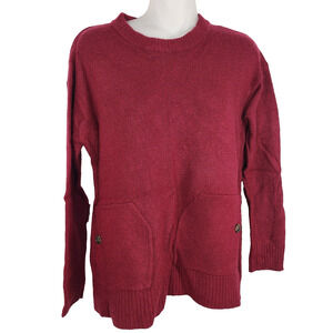 J.Crew Women Pullover Sweater Size M Merino Wool Blend 2 Pocket Minimalist B3826